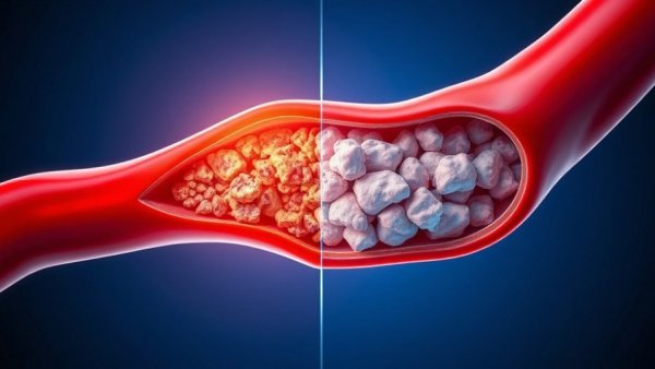 Illustration of clogged vs unclogged arteries, highlighting health benefits.