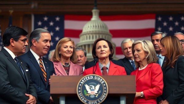 Senate Democrats on stage discussing breaking ranks to end government shutdown.