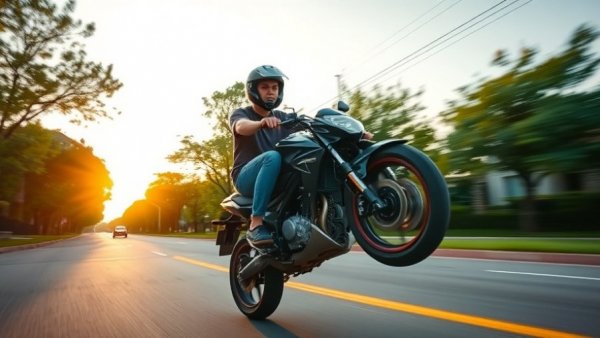 Florida teen dirt bike chase captured on suburban road at sunset.