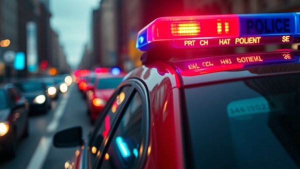 Austin traffic news alert: police car lights flashing.