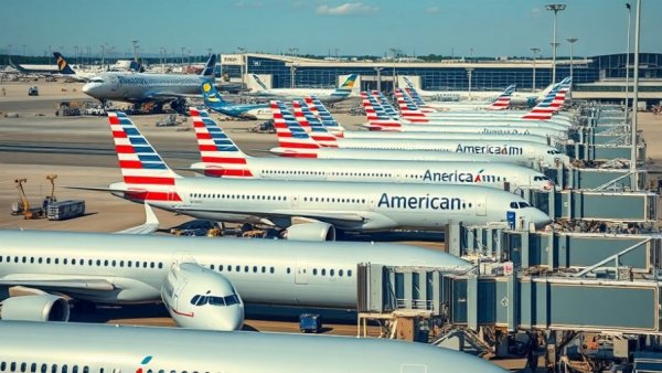 American Airlines jets at DFW Airport, vibrant scene.