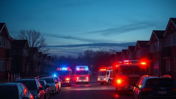 San Antonio apartment fire scene with emergency response vehicles.