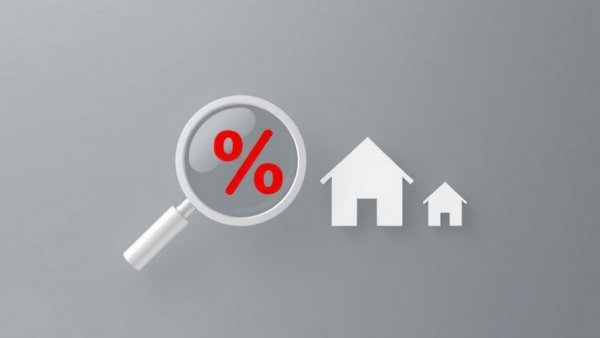 Modern illustration of mortgage interest rate concept with magnifying glass.