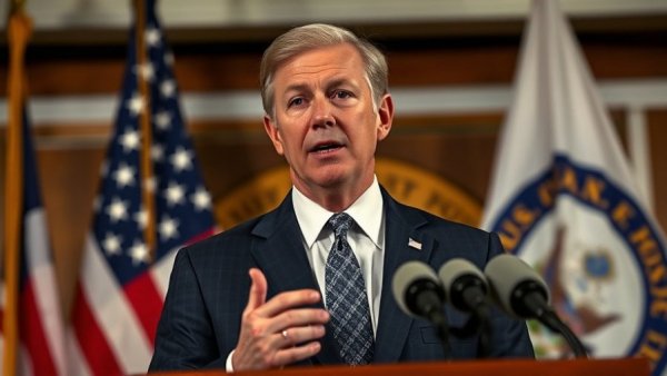 Confident man at press conference on end of government shutdown.