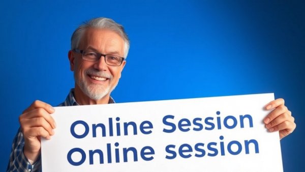 Cheerful senior man promoting mental wellness event