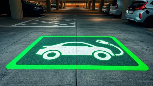 Green pavement with electric vehicle charging symbols, Houston electric vehicle market.