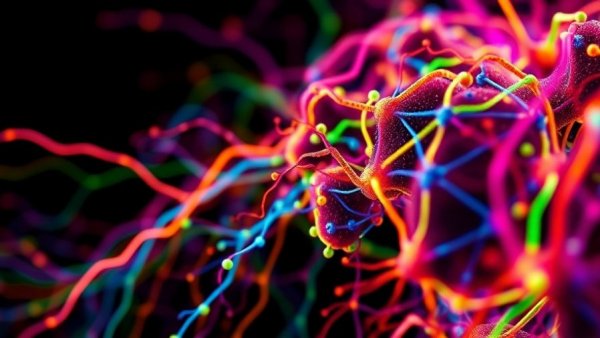 Abstract brain neural pathways representing Alzheimer's disease and glymphatic function.