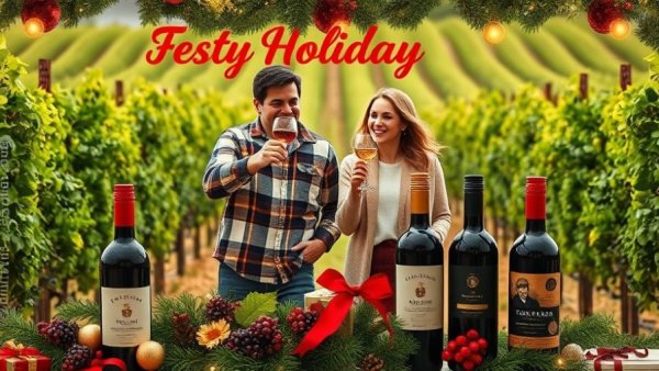Festive holiday wine advertisement featuring Healdsburg Wine & Food Experience.