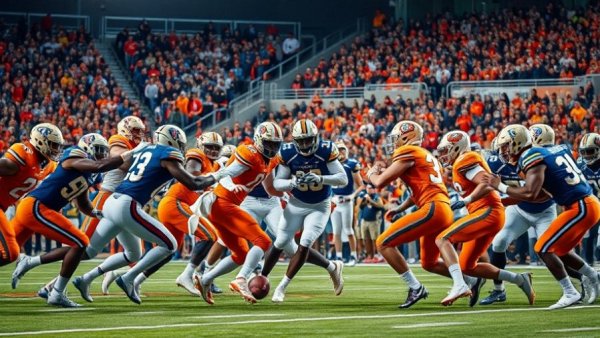 Intense action shot during Florida Gators vs. Kentucky Wildcats college football game.