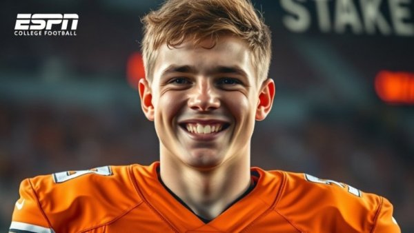 Texas vs Georgia College Football Playoffs excitement with player and ESPN branding.