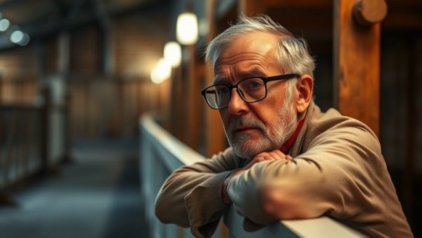 Older man in a stable, reflecting in the Kentucky Senate race context.