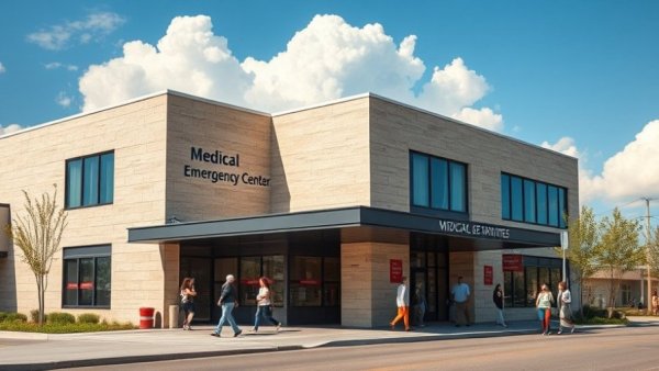St. David's Emergency Center Manor with blue sky and people outside.