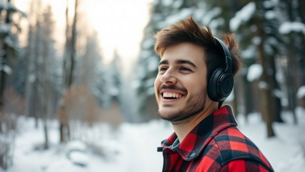 Smiling young man in red plaid jacket outdoors with headphones, bridging ChatGPT suicide lawsuit.