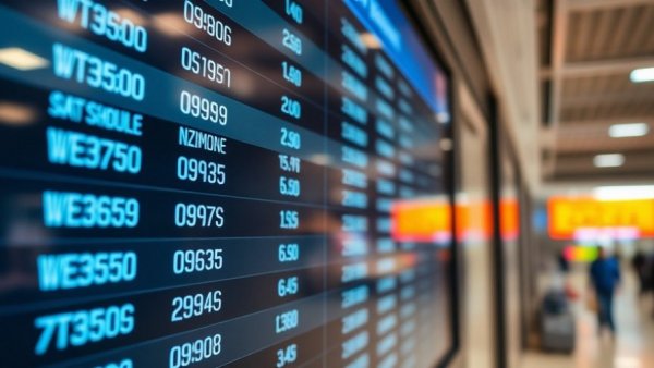 Airport flight display showing flight cancellations and delays.