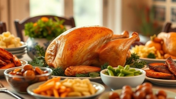 Thanksgiving turkey meal display in San Antonio setup.