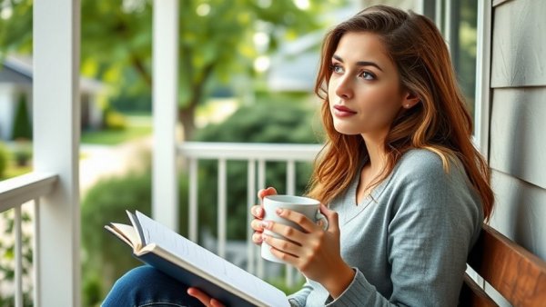 Young woman contemplating on porch, Eldest Daughter Syndrome context.
