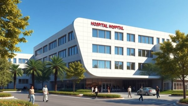 Exterior view of Texas Health Forney hospital with people outside.