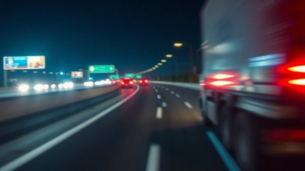 Blurred view of truck on night highway, Texas truck crashes scene