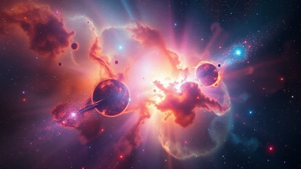 Colorful NASA Webb Telescope image showing organic molecules in space.