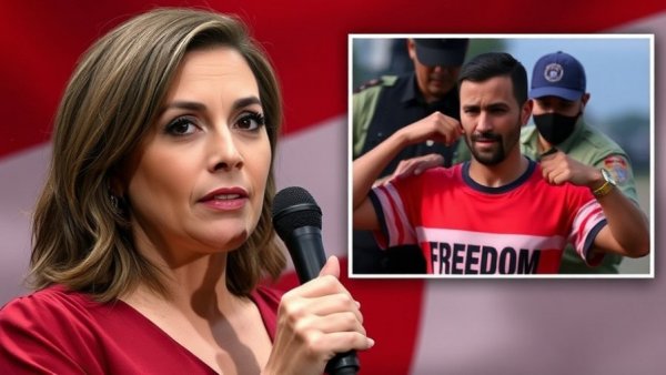 Trump Revive the American Dream news graphic with serious woman and injured man.