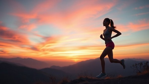 Silhouette of female runner during sunrise, symbolizing sleep and running injury risk.