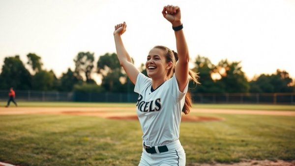 Unbelievable sports feats: a softball player celebrates in triumph.