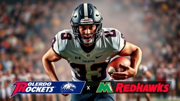 Toledo Rockets vs Miami RedHawks game highlights featuring a dynamic football play.