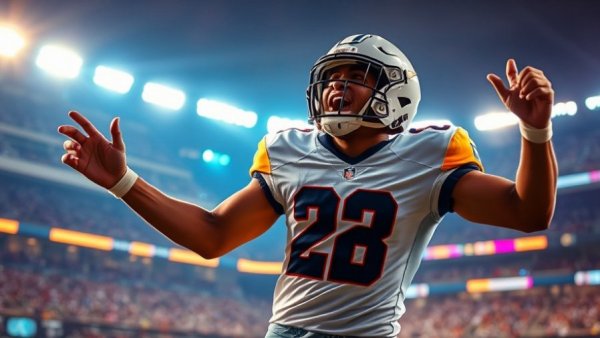 Florida Gators vs Kentucky Wildcats football player celebration, vibrant stadium lights.