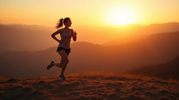 Silhouetted runner on hill at sunrise, running injuries related to poor sleep.
