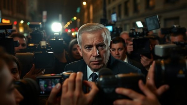 Press conference about House vote on releasing Epstein files, night scene.