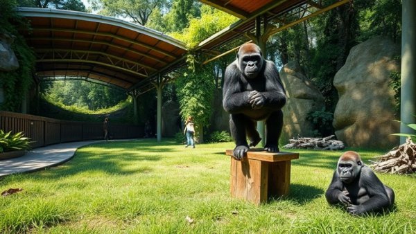 San Antonio Zoo Congo Falls opening with gorillas in a lush enclosure.