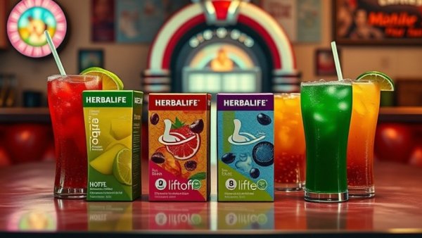 Herbalife Liftoff energy line expansion featuring colorful boxes and vibrant drinks.