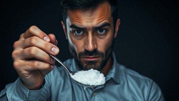 Warning about dangerous ingredients in junk food with a focus on white powder and text 'LIKE POISON'.