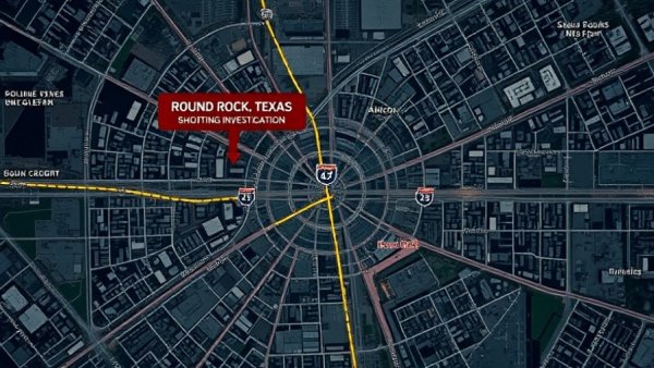 Map of Round Rock highlighting shooting site.