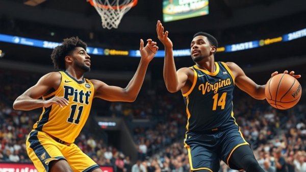 Pitt vs. West Virginia basketball highlights, players compete during game.