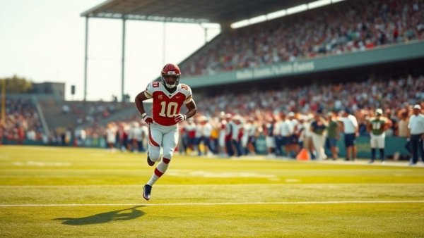 Football player performing Celly dance trend after touchdown.