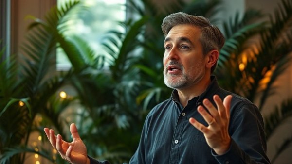 Confident speaker discussing healthy aging tips.