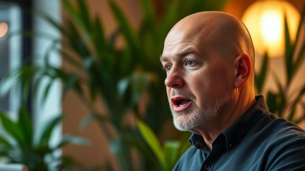 Middle-aged man discussing mental wellness for seniors.