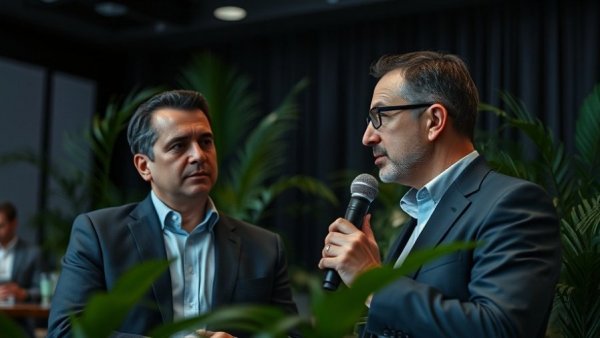 Professional discussion on Texas redistricting at an indoor event.