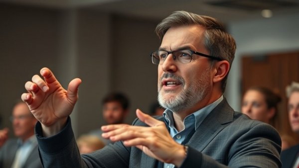 Rep. Eric Swalwell gesturing confidently during a discussion.