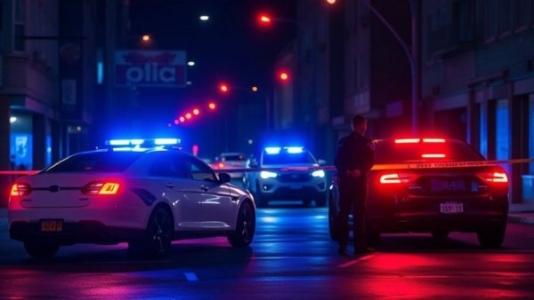 Nighttime police scene highlighting San Antonio pedestrian safety.