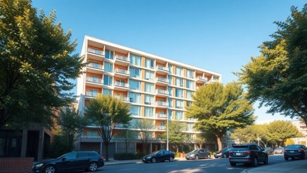Modern Dallas workforce housing development, bright and spacious exterior.