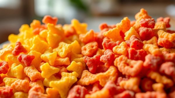 Cheetos and Doritos without artificial dyes in red and yellow snacks.