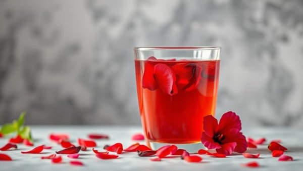 Hibiscus tea in glass showcasing fat-blocking benefits.