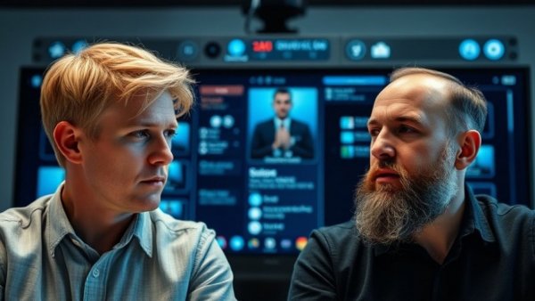 Men discussing Dallas Cowboys proven players strategy in video call.