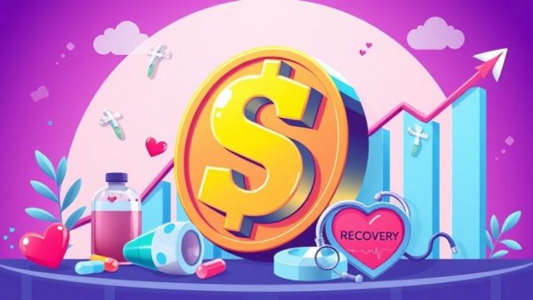 Providence Health System financial recovery illustration with medical elements.