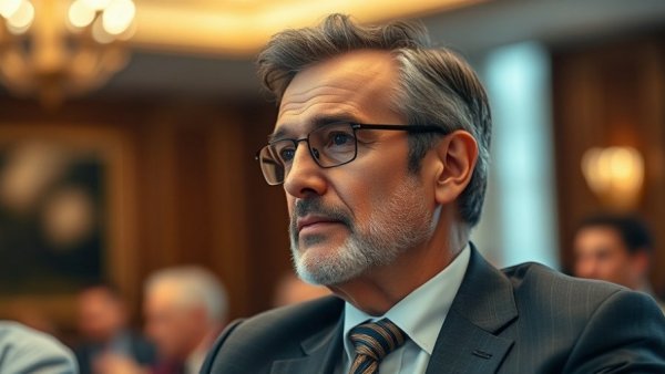 Middle-aged man at conference discussing Texas economy news