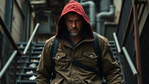 Glen Powell struggles in a gritty urban setting in The Running Man remake.