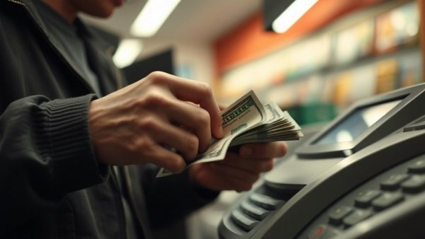 Person counting cash at a register, side jobs in San Antonio.