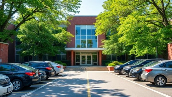 Sky Harbour Elementary School entrance and parked cars on a sunny day.